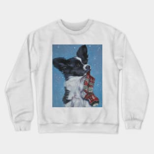 Papillon Christmas Fine Art Painting Crewneck Sweatshirt